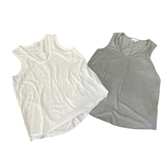 Bundle of 2 TOPSHOP Basic tanks Size 8 White & Gray - Picture 1 of 7